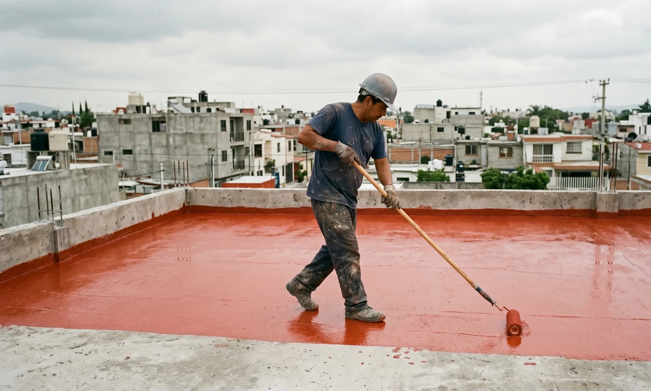 Azotea impermeabilizada en obra — material Niasa distribuido por Storre en Jalisco
