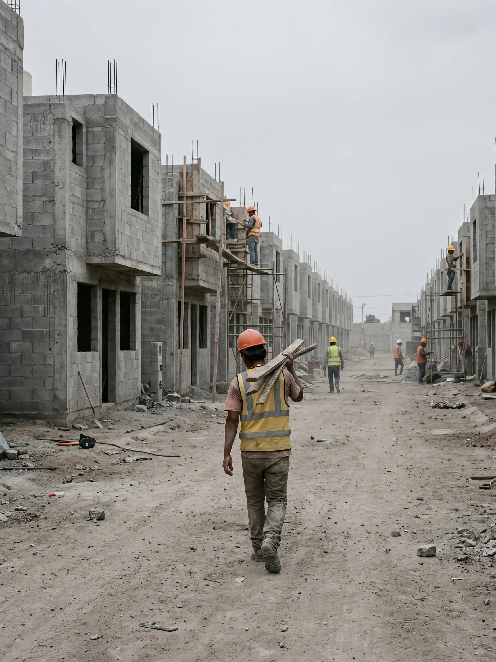 Obra de vivienda en serie en Jalisco surtida por Storre con adhesivos y morteros Niasa