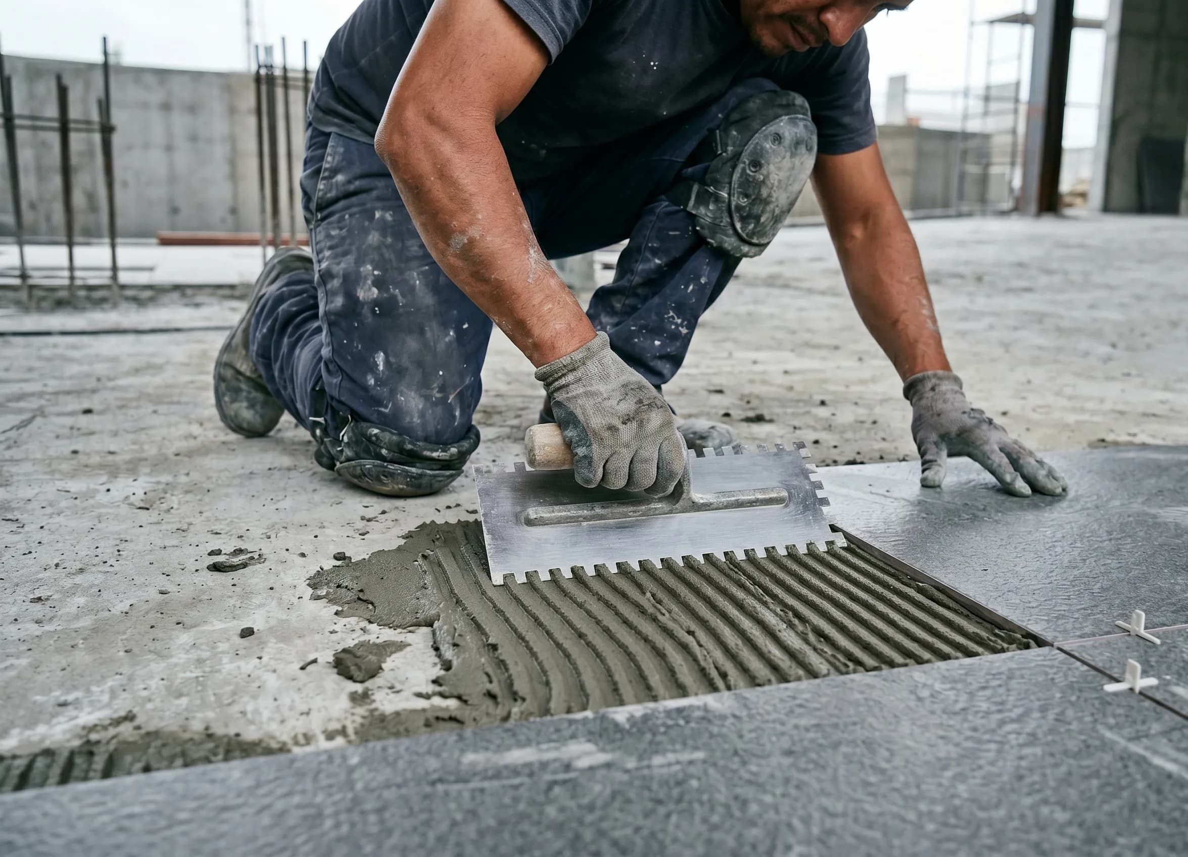 Colocación de porcelánico en obra — material Niasa distribuido por Storre en Jalisco